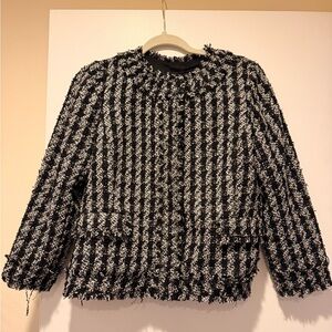 Ann Taylor Black and White Tweed Blazer